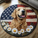 Patriotic Retriever Round Mat Rug - washable non-slip printed rug
