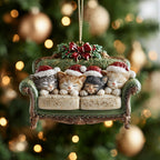 Kittens On Green Sofa Christmas Ornament