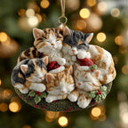 Kittens In Wreath Nest Christmas Ornament