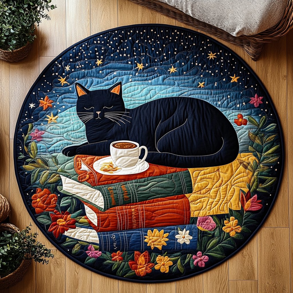 Paws And Whiskers Round Mat Rug - washable non-slip printed rug
