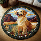 Paws of Gold Round Mat Rug - washable non-slip printed rug