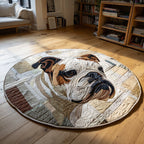 Pawsome Bulldog Round Mat Rug - washable non-slip printed rug