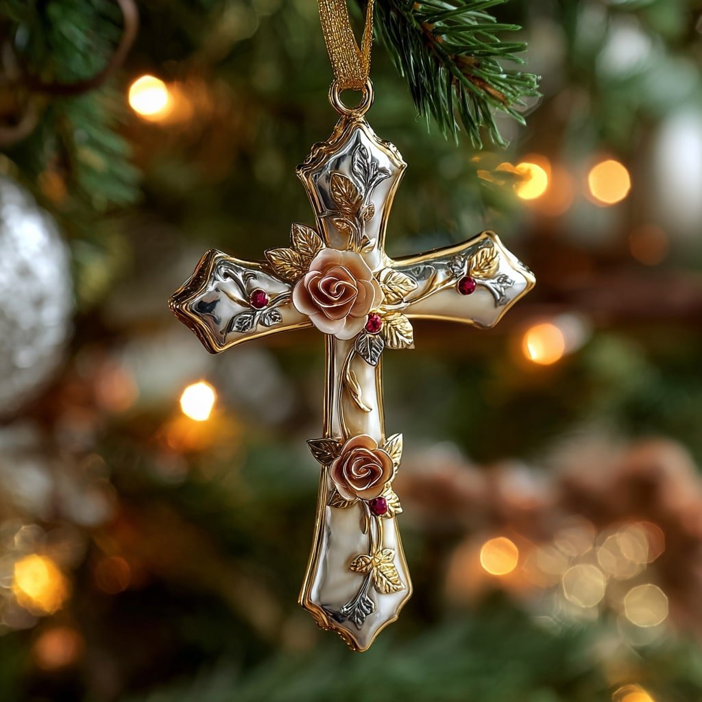Peace Cross Christmas Ornament