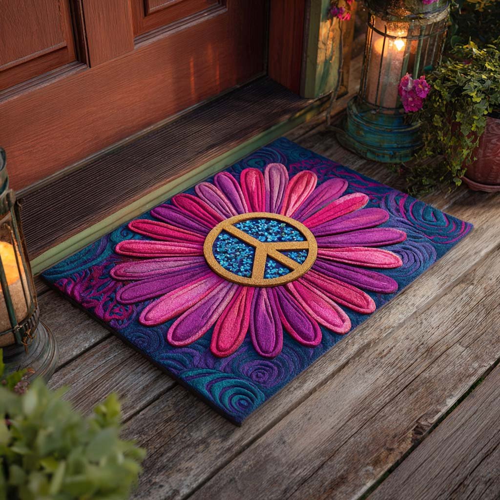 Peace Flower Bloom Doormat - Nature Design | Printed Welcome Doormat