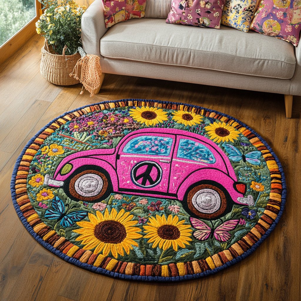 Peace Ride Round Mat Rug - Nature Design | Serene Home Decor