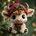 Peaceful Cow Christmas Ornament