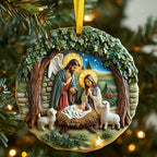 Angel Wreath Nativity Christmas Ornament