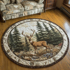 Peaceful Doe Round Mat Rug - washable non-slip printed rug
