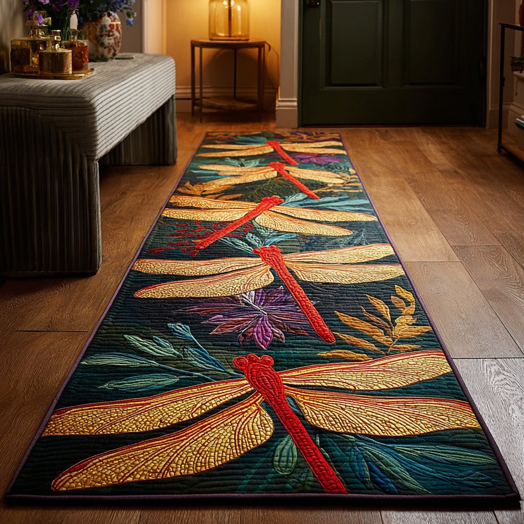 Peaceful Dragonfly Runner Carpet Runner Rug - Cute Pet Design | Animal Printed Runner Rug