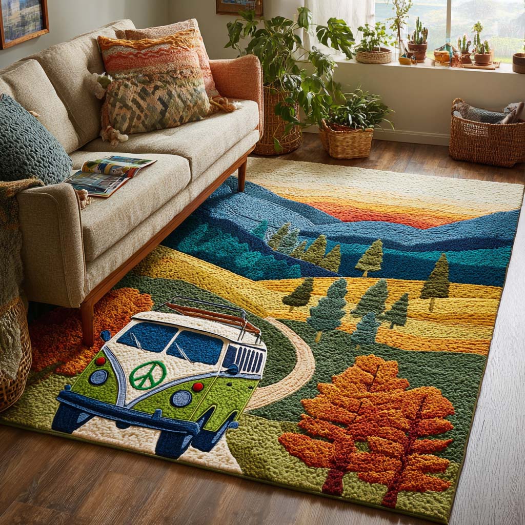 Peaceful Hills area rug in a living room