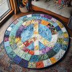 Peaceful Patchwork Round Mat Rug - washable non-slip printed rug
