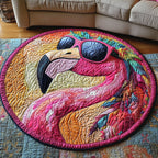 Peaceful Pink Round Mat Rug - washable non-slip printed rug