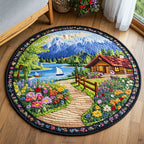 Peaceful Terrain Round Mat Rug - washable non-slip printed rug