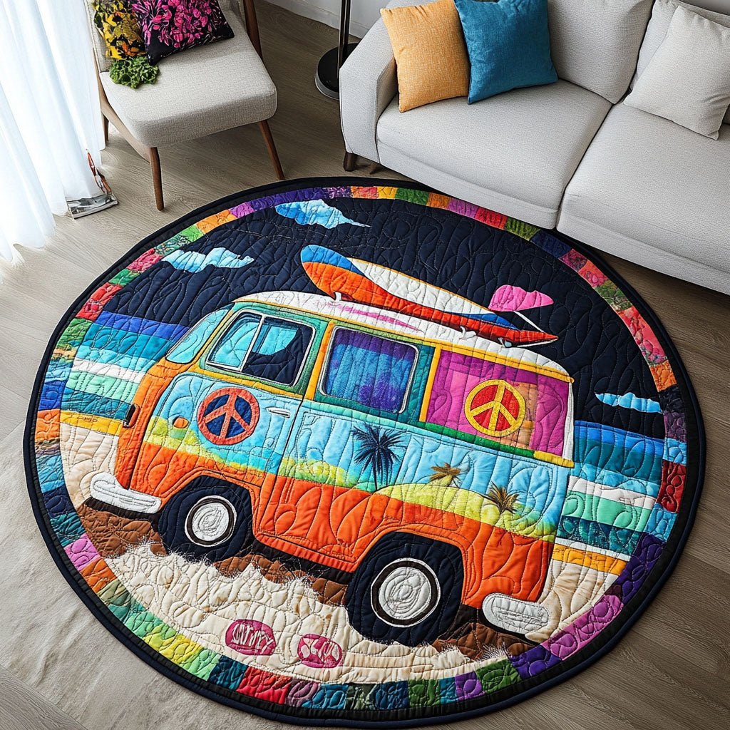 Peaceful Travels Round Mat Rug - Nature Design | Serene Home Decor