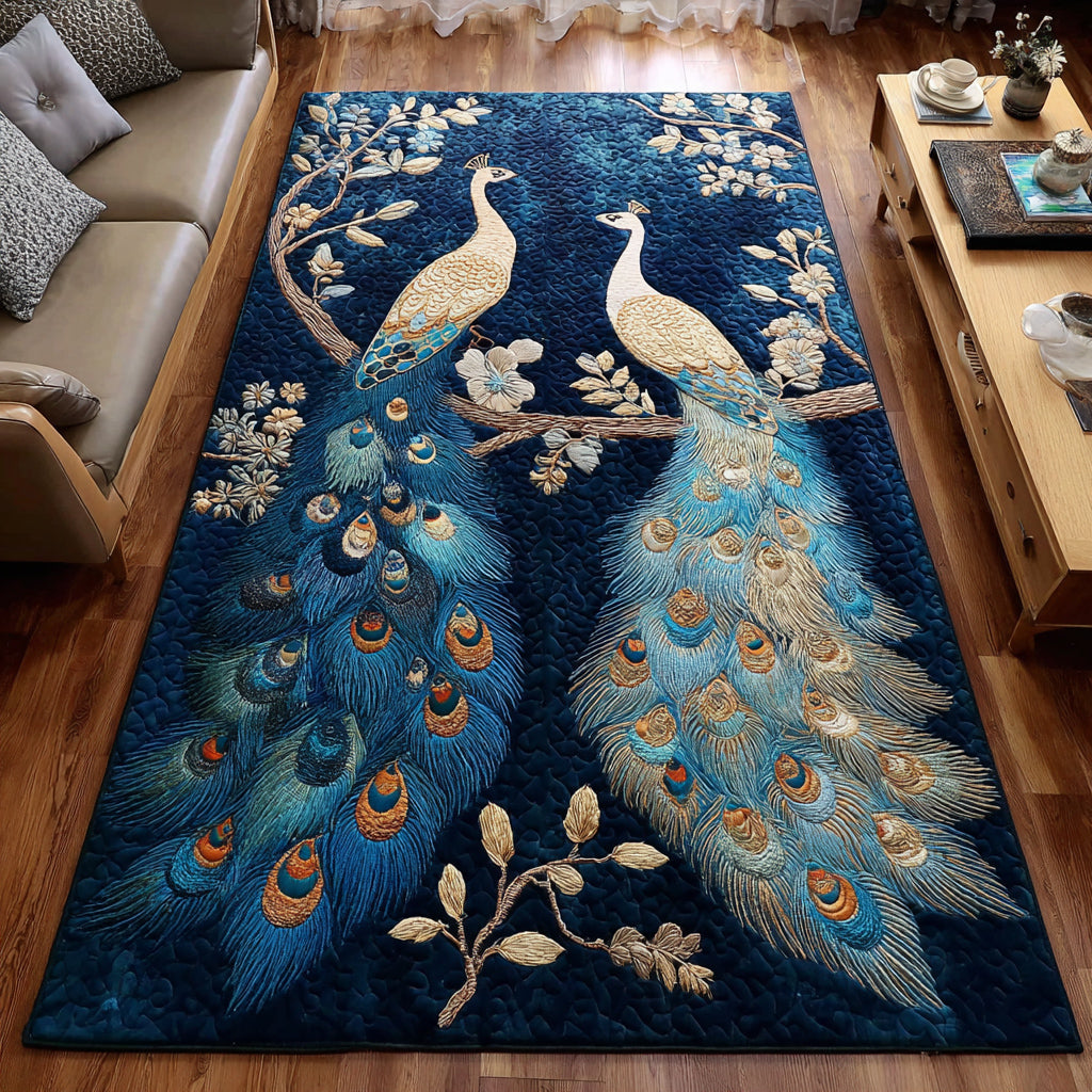 Peacock Garden Glory area rug in a living room