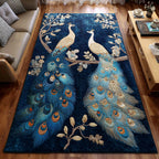 Peacock Garden Glory area rug in a living room