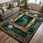 Peacock Majesty area rug in a living room