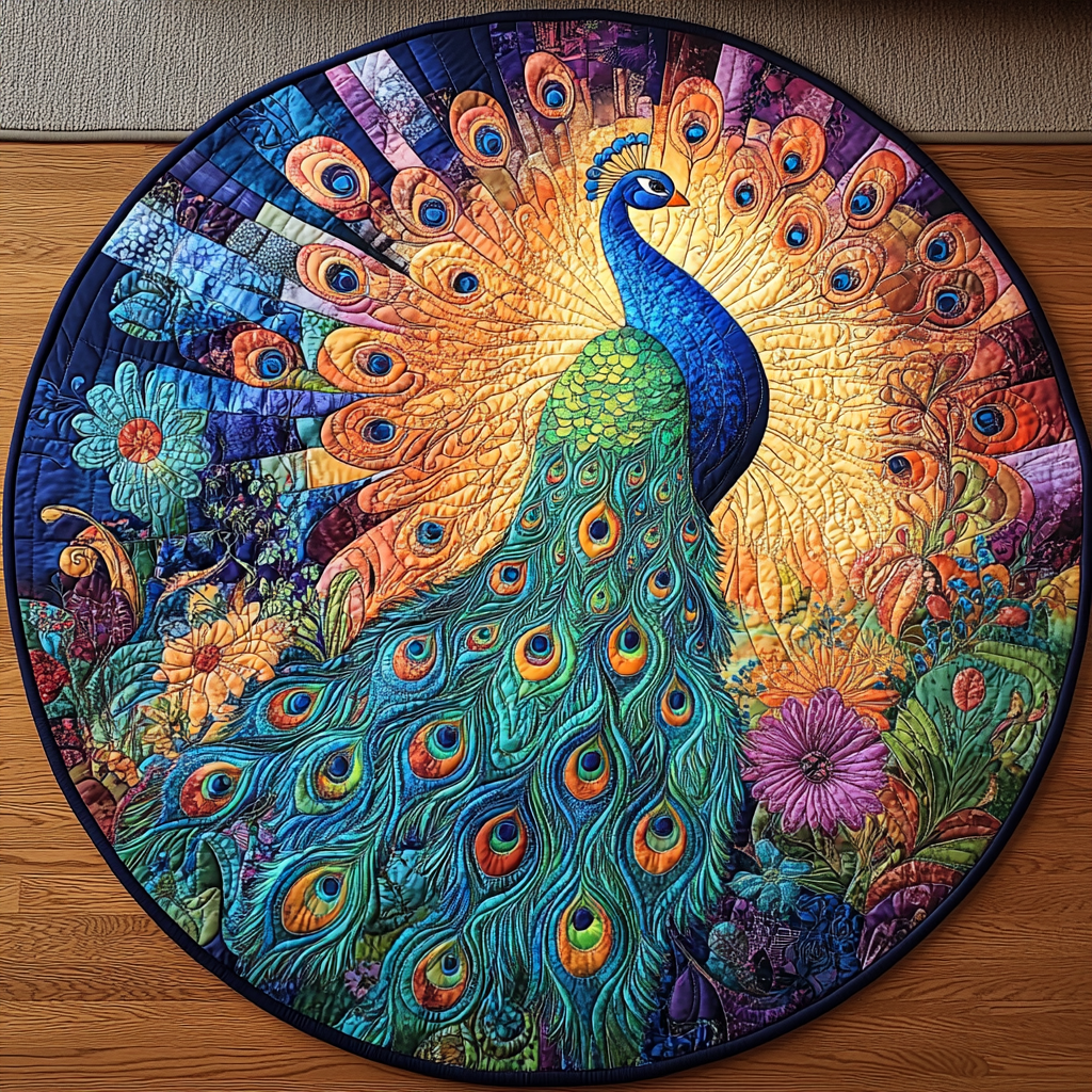 Peacock Paradise Round Mat Rug - Nature Design