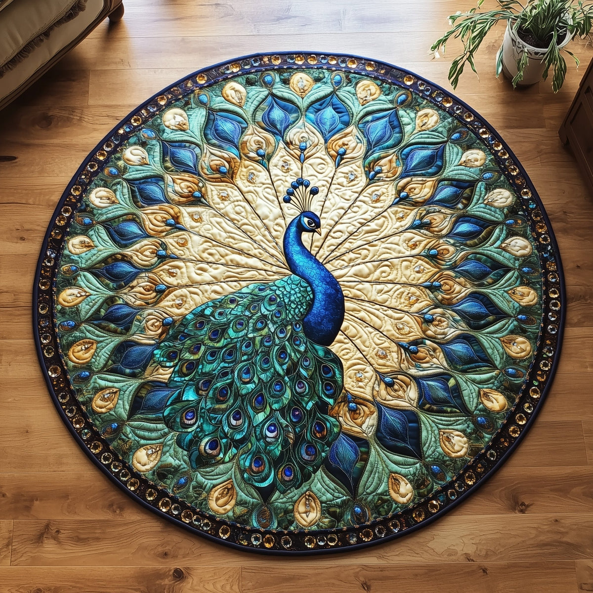 Peacock Round Mat Rug