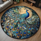 Peacock Round Mat Rug - Nature Design | Serene Home Decor
