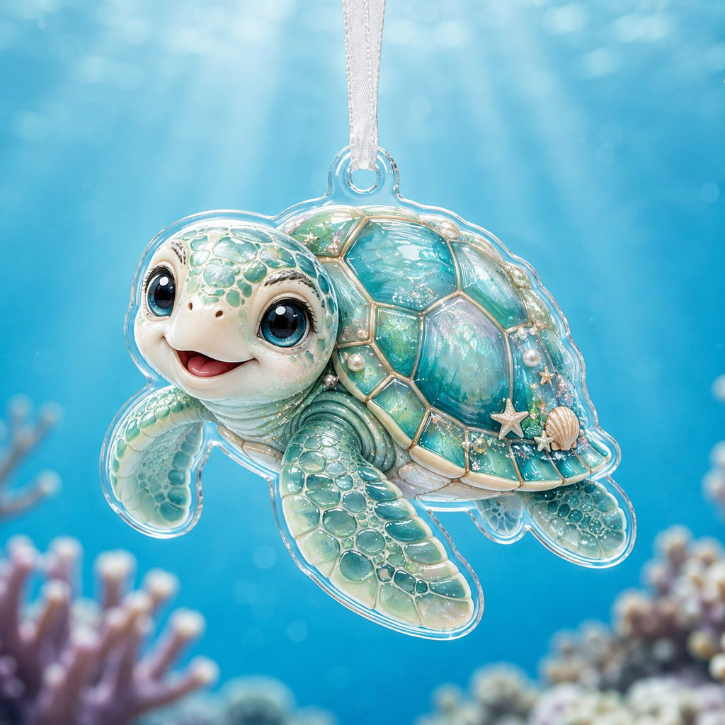Pearl Lagoon Turtle Christmas Ornament