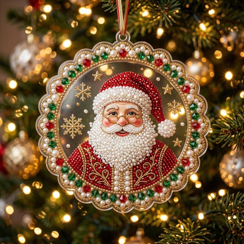 Pearl Santa Portrait Christmas Ornament