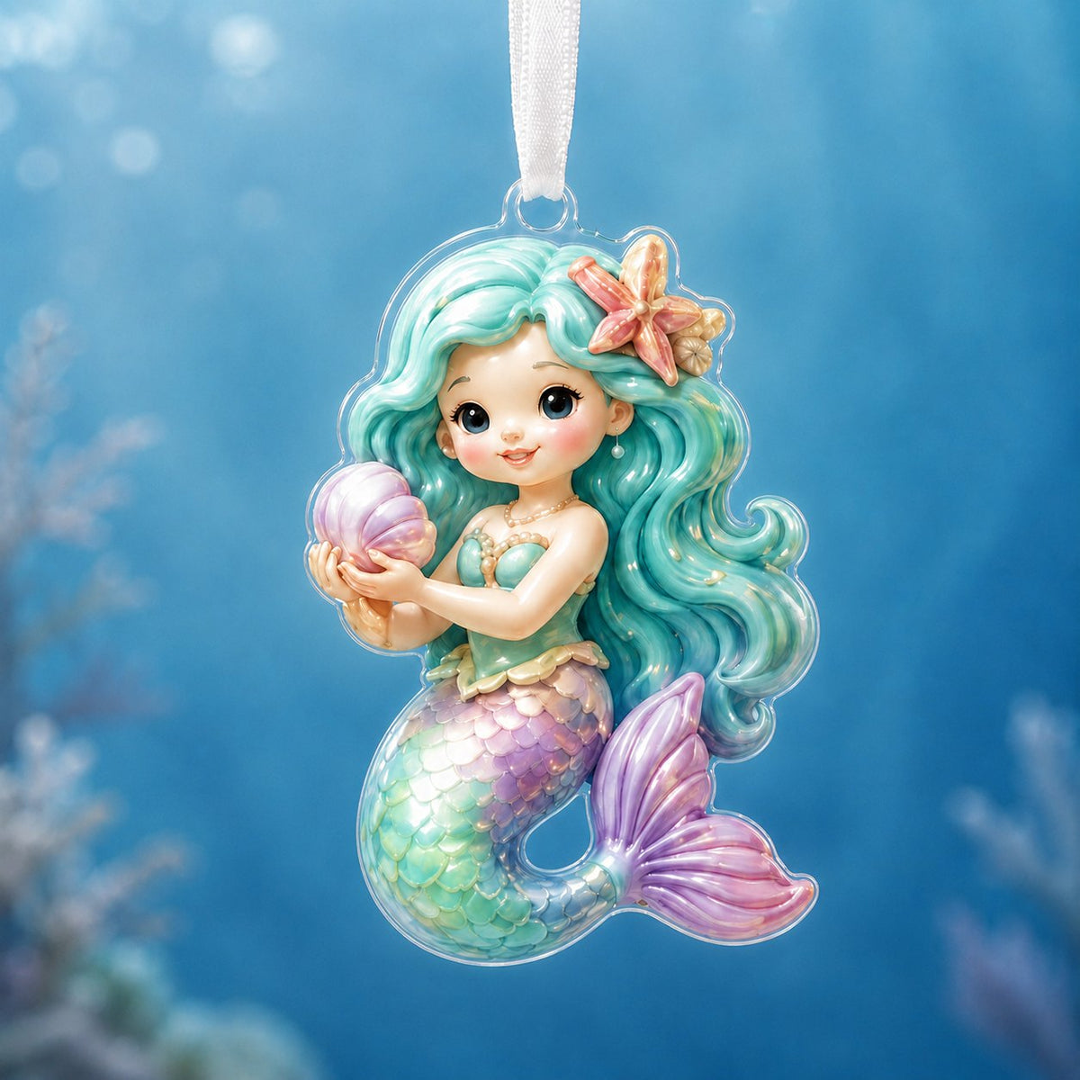 Pearl Whisper Mermaid Christmas Ornament