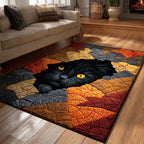Peeking Cat Moon area rug in a living room