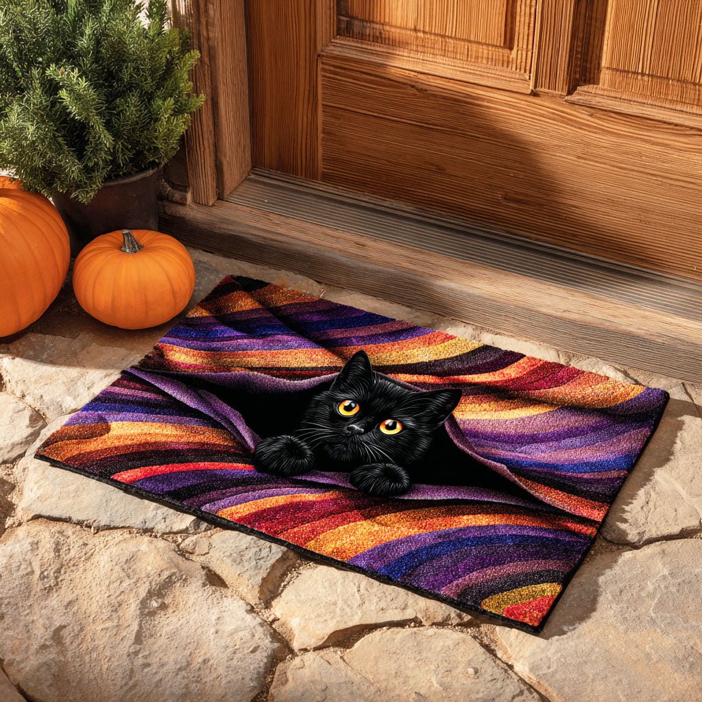 Peeking Cat Moon Doormat - Cute Animal Design | Printed Welcome Doormat