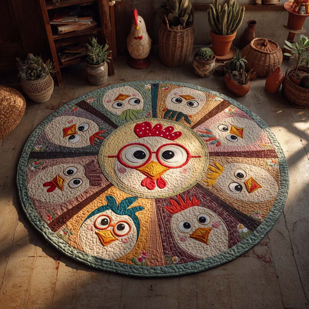 Peep Parade Round Mat Rug - washable non-slip printed rug