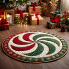 Peppermint Swirl Round Mat Rug - washable non-slip printed rug