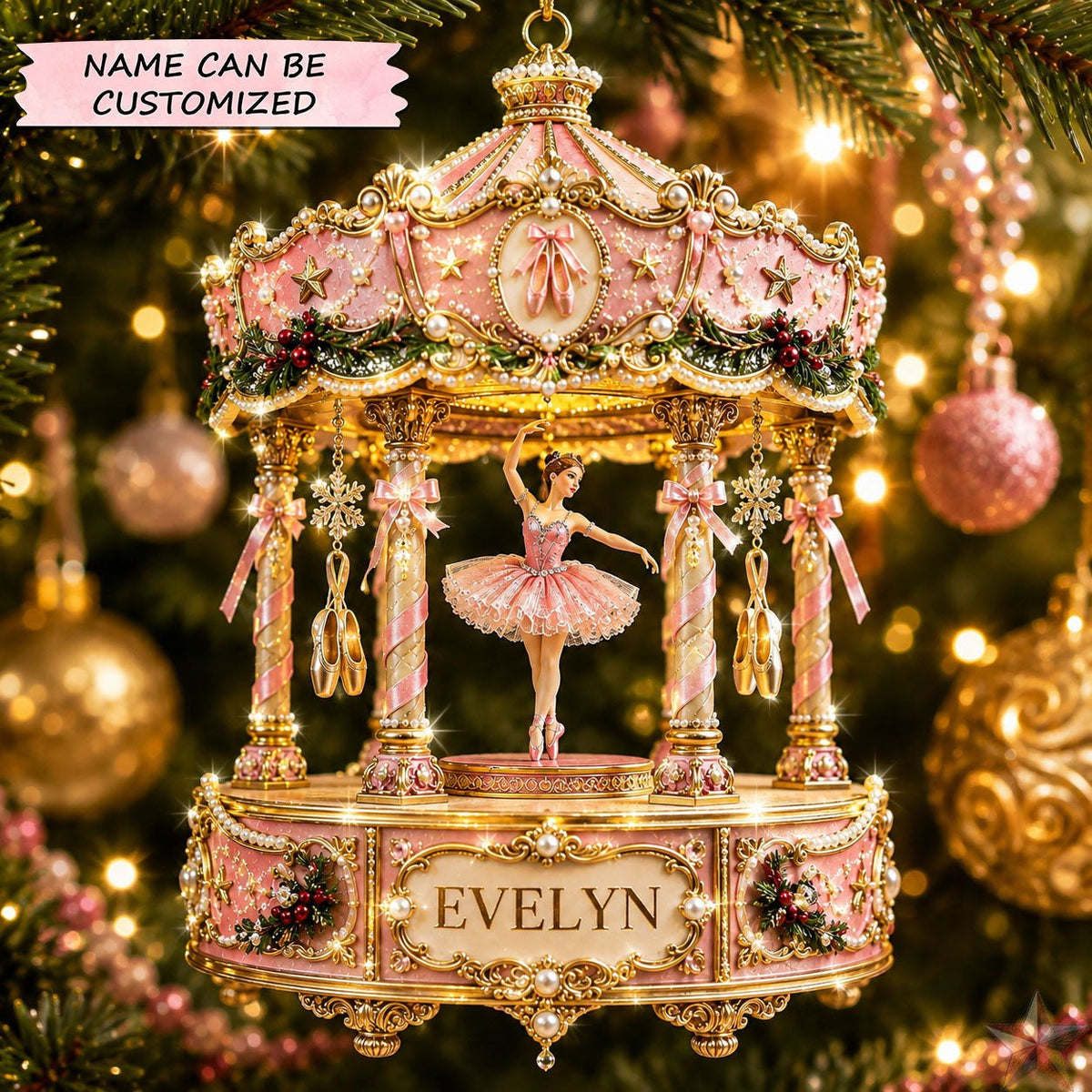 Ballerina Carousel Christmas Ornament