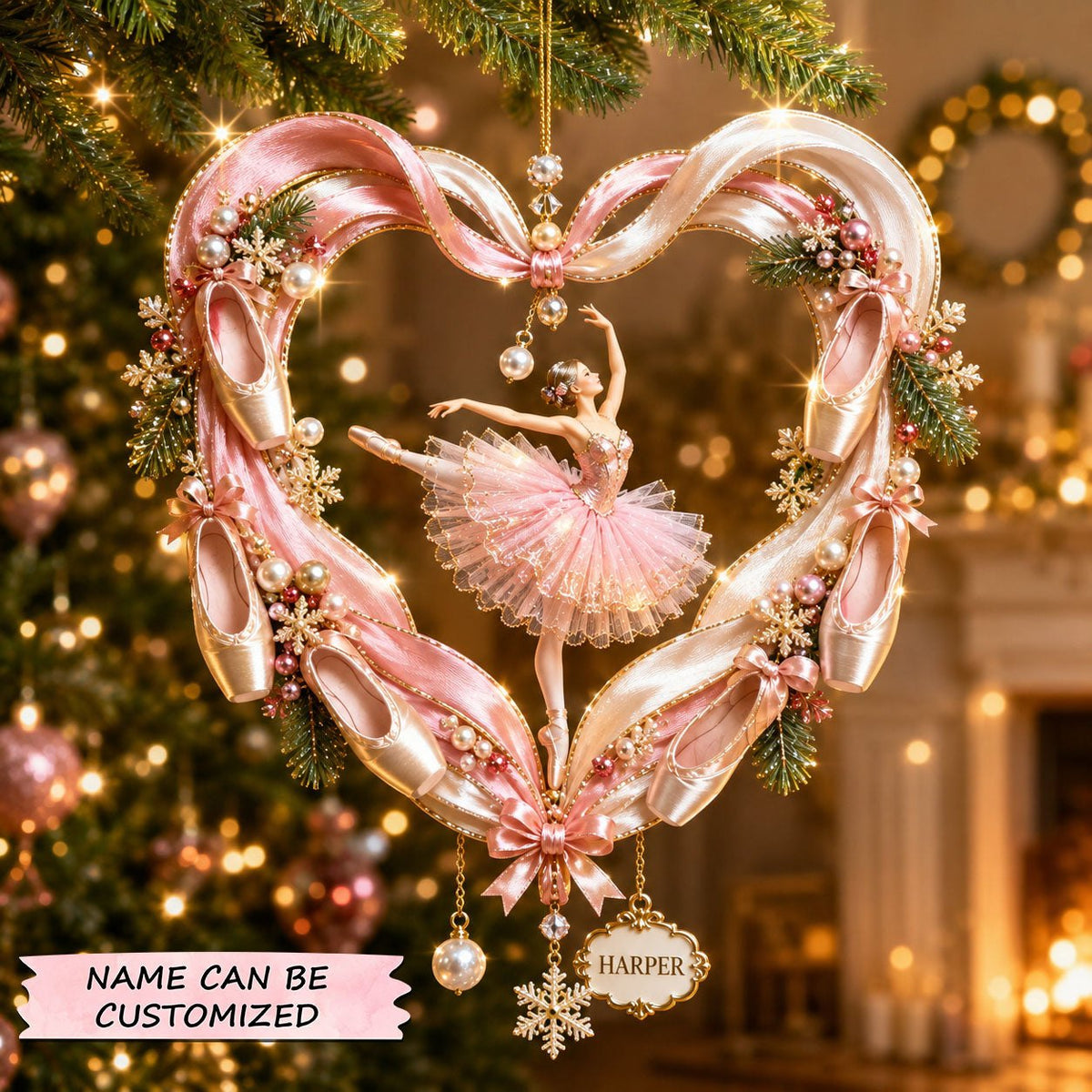 Ballerina Heart Christmas Ornament