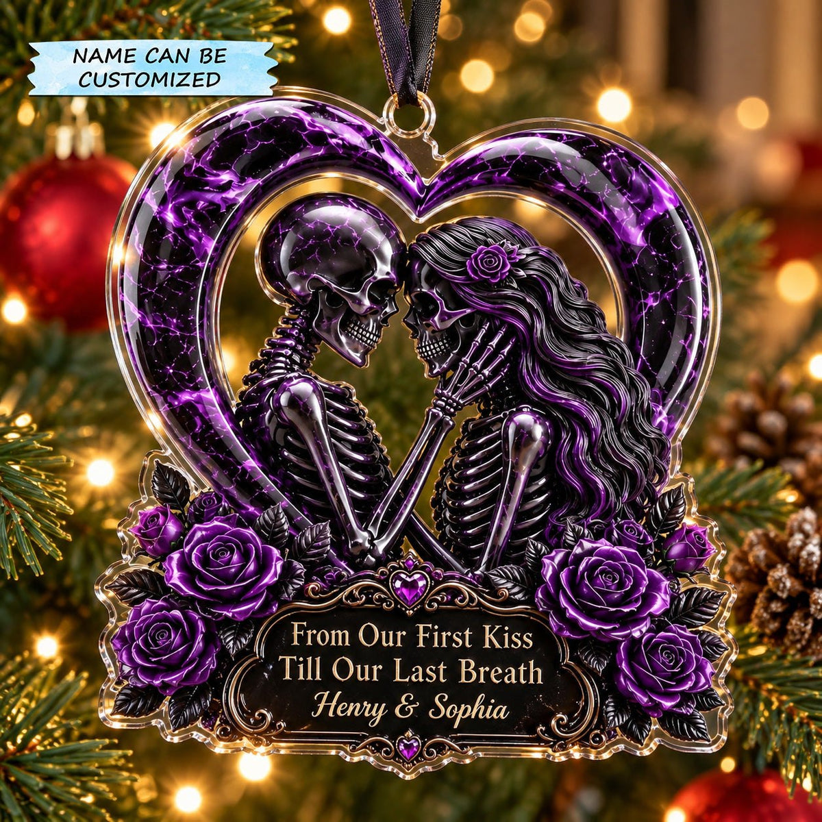 Skeleton Couple Christmas Ornament