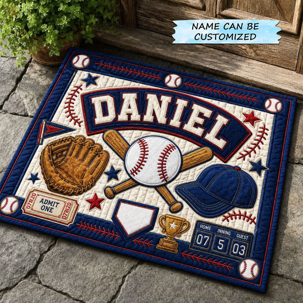 Personalized Baseball QTCUZ Doormat - Nature Design | Printed Welcome Doormat