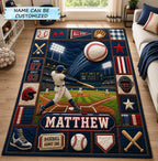 Personalized Baseball Home Run Area Rug QTCUZ area rug in a living room