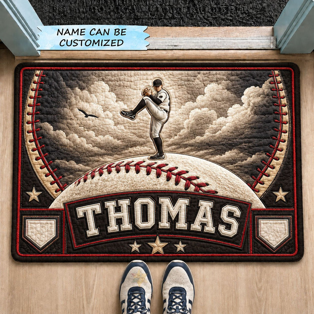 Personalized Baseball Pitcher QTCUZ Doormat - Nature Design | Printed Welcome Doormat