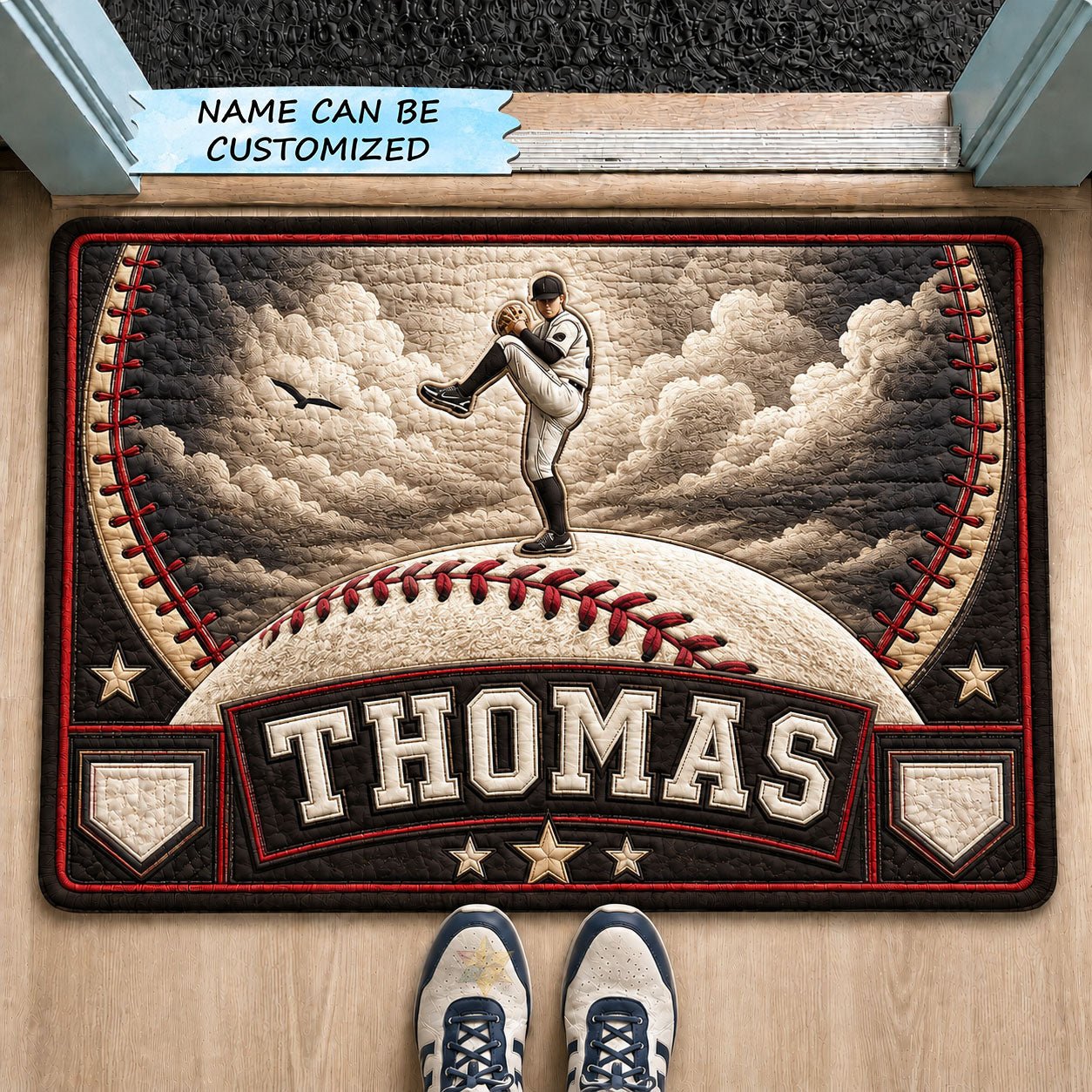 Personalized Baseball Pitcher QTCUZ Doormat - Nature Design | Printed Welcome Doormat