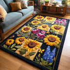 Petal Dance area rug in a living room