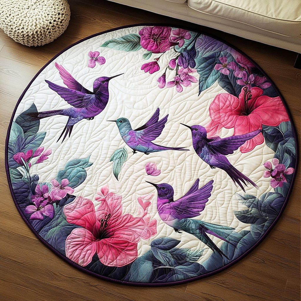 Petal Dance Round Mat Rug - washable non-slip printed rug