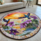 Petal Dance Round Mat Rug - washable non-slip printed rug