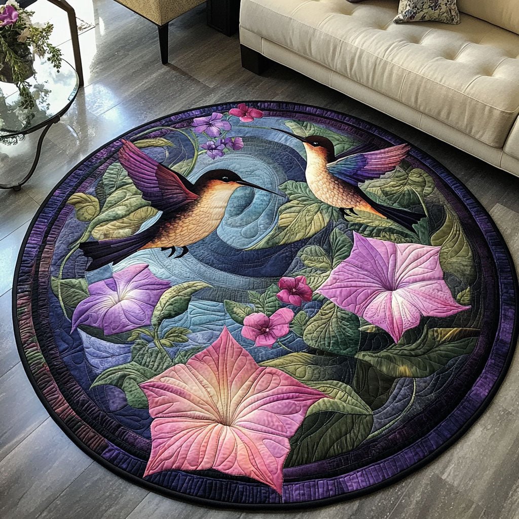 Petal Drift Round Mat Rug - washable non-slip printed rug