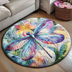 Petal Glider Round Mat Rug - washable non-slip printed rug