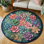 Petal Glow Round Mat Rug - washable non-slip printed rug
