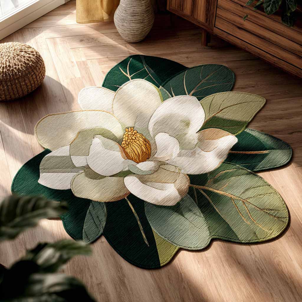 Petal Grace Custom Shape Area Rug - Nature Design | Die-Cut Non-Slip Rug - washable non-slip printed rug