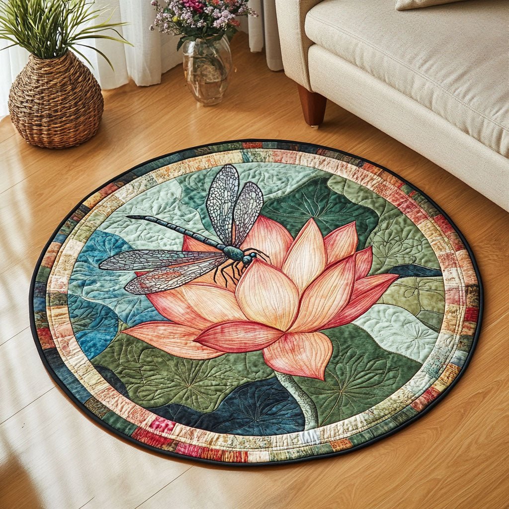 Petal Harmony Round Mat Rug - washable non-slip printed rug