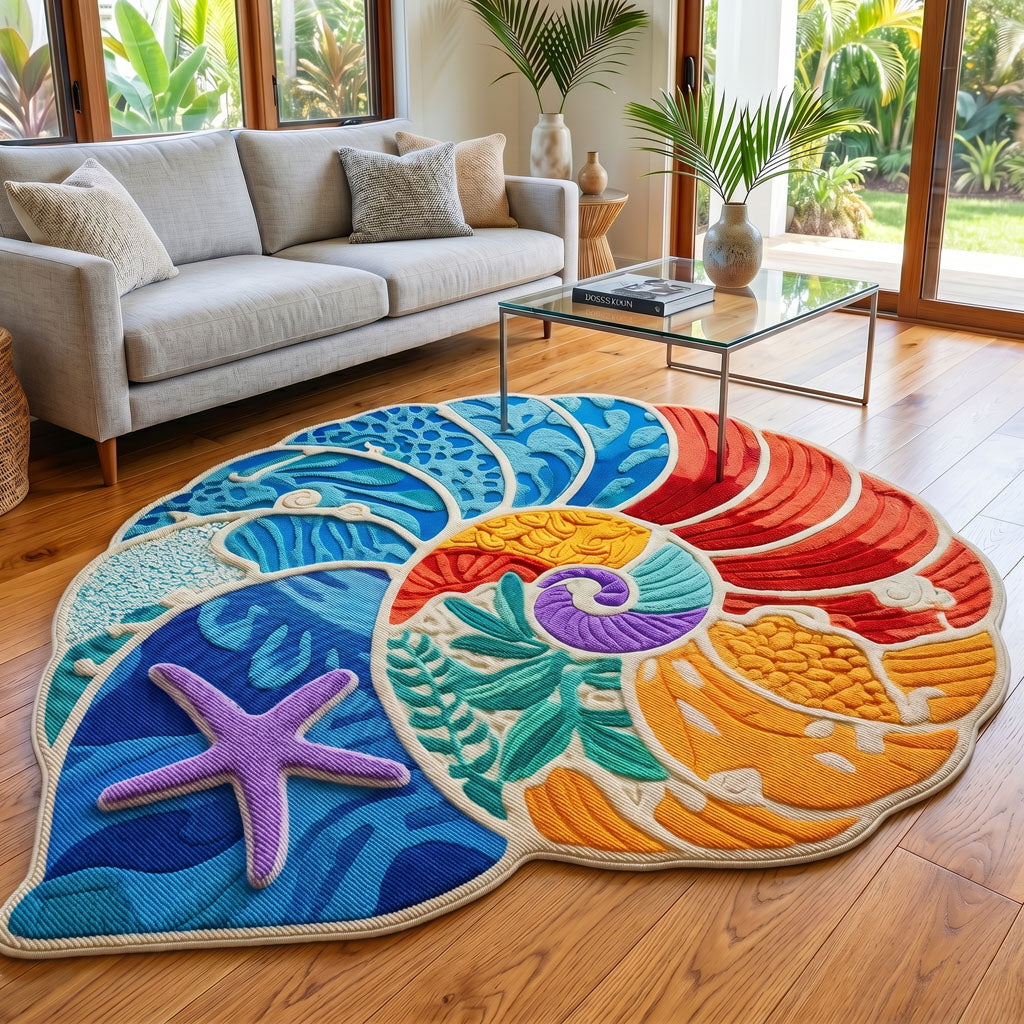 Petal Medallion Custom Shape Area Rug - Cute Animal Design | Die-Cut Non-Slip Rug - washable non-slip printed rug