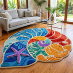 Petal Medallion Custom Shape Area Rug - Cute Animal Design | Die-Cut Non-Slip Rug - washable non-slip printed rug