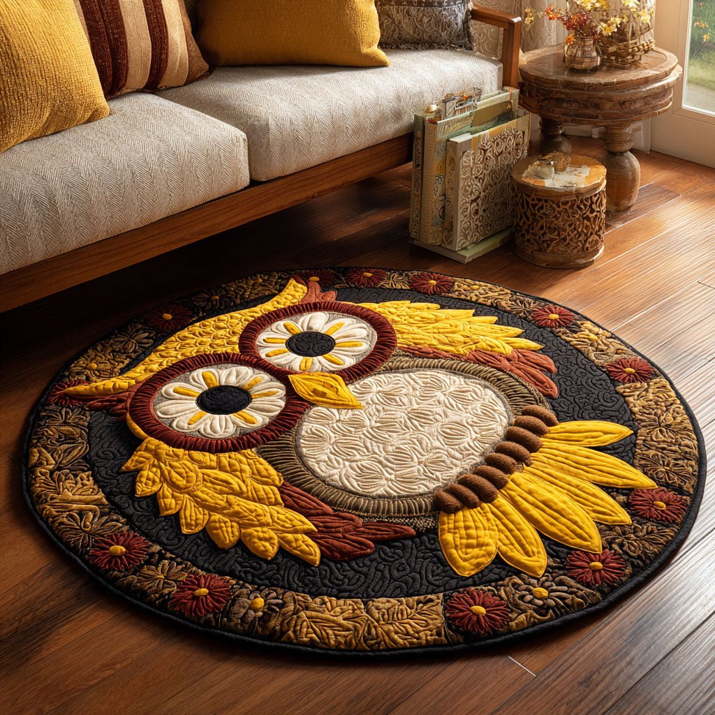 Petal Peek Round Mat Rug - washable non-slip printed rug