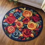 Petal Round Round Mat Rug - washable non-slip printed rug